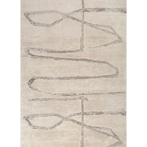 Entropy Ivory Hand Knotted Wool Silk <b>Rugs</b> Organic Cotton Abstract Puzzle Hallway for Home Living Room <b>Jute</b> <b>Rug</b> for Home - Product Image 1