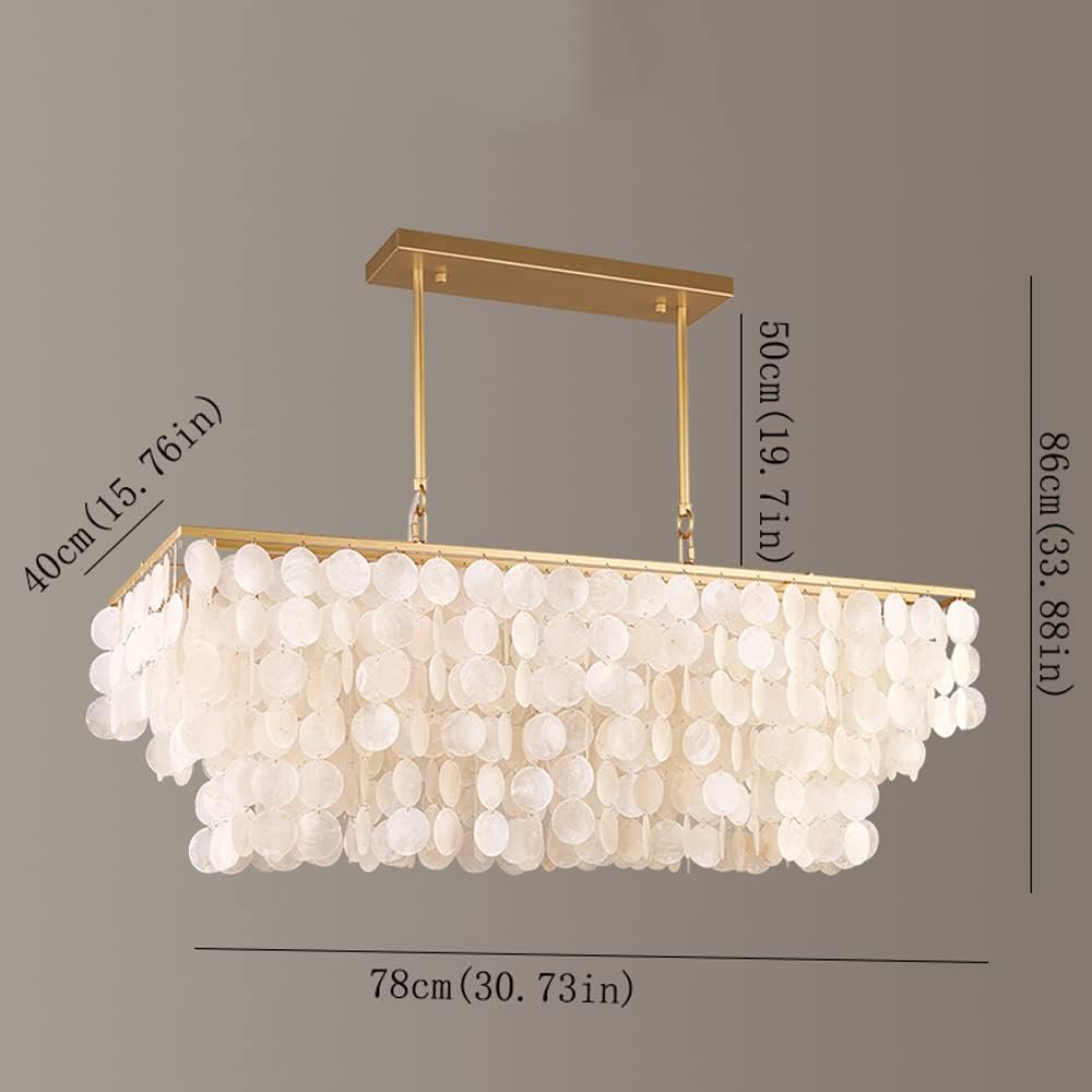 Rectangle Shell Chandelier Mediterranean Ceiling Lamp Natural White Color  Seashell Light Kitchen Living Room Bedroom Light, image size:1000x1000
