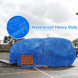 Style simple tissé enduit de bâche de bâche de bâche de bâches de PE de couverture imperméable bleue résistante - Product Image 3