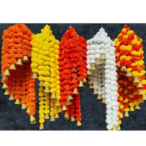 โคมไฟระย้าดอกดาวเรืองเทียมพร้อมกระดิ่งสำหรับตกแต่งเพดานงานดิวาลีแมนเดอร์ปาร์ตี้พวงมาลัยตกแต่งบ้านระเบียงระเบียง - Product Image 2