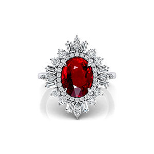 แหวนทองคำแท้18K ประดับทับทิมประดับเพชรแท้สำหรับใส่หมั้นโรเดียมทรงรัศมีแบบคลาสสิกเครื่องประดับทับทิมอินเดีย - Product Image 4