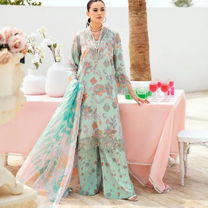 Colección de verano 2025, vestido paquistaní decorado con diamantes de patrón sólido para mujer, últimos trajes de césped, ropa Salwar Kameez Desi - Product Image 1