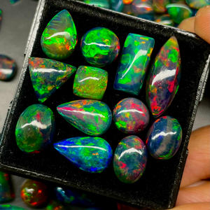 Caja de 12 Uds. Cabujón de ópalo negro Natural 4-6mm buena calidad Multi Flashy Mix Shape Welo Opal fabricación de joyas lote - Product Image 2
