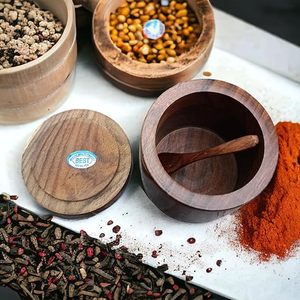 Salero hecho a mano, caja de sal, tarro de especias, contenedor, almacenamiento de cocina, caja de madera para azúcar de artesanía hecha a mano - Product Image 3