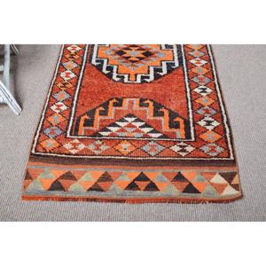 Turkish <b>Runner</b> Rug 2.9x10.4 ft <b>Red</b> Patchwork Eco-Friendly Wool Rug with Latex Backing and Medium Pile - Product Image 5