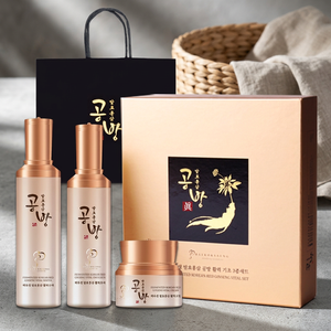 Coffret 3 Pièces Sérum Visage Ginseng Rouge Coréen Baekoksaeng Fermenté Atelier Jin Vitality – Soin Rénovateur Unisexe pour Adultes Tous Types de Peau - Product Image 1