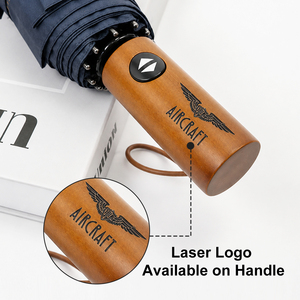 Paraguas Plegable de 3 Secciones, con Tela Pongee 190T Impermeable de 460g, 10 Varillas Resistentes al Viento, Apertura Automática, Diámetro de 105cm, Mango de Madera y Logotipo Personalizado - Product Image 3