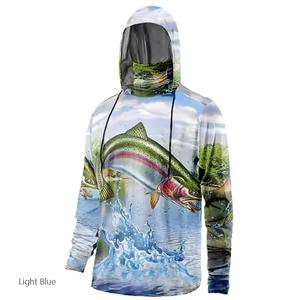 New Design Mens UPF 50+ Design Mask Hooded With <b>Face</b> <b>Shield</b> Custom Printing Fishing Shirts Fishing Hunting Wear - Product Image 5