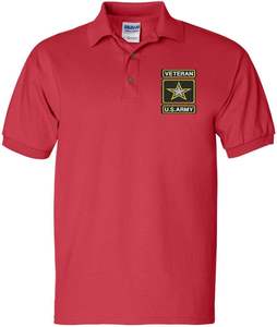 Polo para Hombre con Cuello y Puños, Camiseta de Algodón con Bordado de Veterano de EE. UU. - Product Image 1