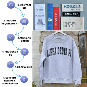 Sudadera universitaria bordada con relleno personalizado, sudadera personalizada con letras griegas y cuello alto, Sudadera con cuello falso Alpha Delta - Product Image 2