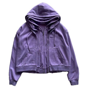 เสื้อฮู้ดดี้ซิปสามชั้น ล้างสีแบบแอซิด ดีไซน์ทันสมัย สีพื้น ทรงหลวม ไหล่ตก ซิปสามชั้น ไซส์ใหญ่ - Product Image 1