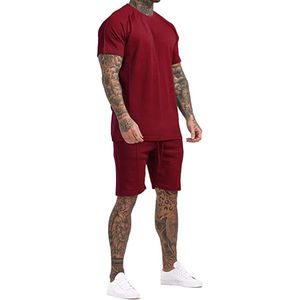 Ensembles courts pour hommes personnalisables avec logo 2024, en polyester/coton, tenues 2 pièces, vente en gros, mode, survêtements d'été, décontractés, grandes tailles - Product Image 4