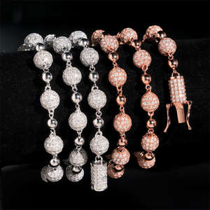 สร้อยคอแบบโซ่ลูกบอลสีโรสโกลด์สำหรับทุกเพศ ประดับเพชรโมอิสซาไนต์ทรงบริลเลียนต์สี D ผลิตในห้องปฏิบัติการ เครื่องประดับฮิปฮอป เงินแท้ 925 ชุบทอง - Product Image 3