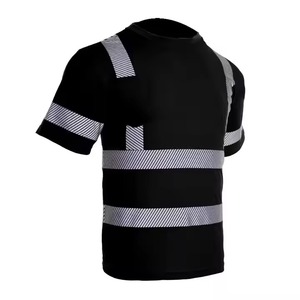 T-shirt de travail haute visibilité à rayures réfléchissantes, manches courtes, col rond, uniforme de signalisation pour la construction, polyester, ODM - Product Image 1