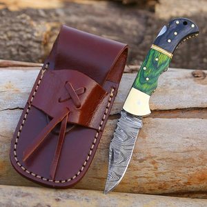 Cuchillo de bolsillo Damasco Cuchillo de supervivencia al aire libre Carpeta Tang completa Diseño de bloqueo de agarre de madera - Product Image 3