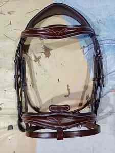 Bride de cheval en cuir faite à la main demi-muserolle durable licou équestre pour l'équitation et l'entraînement - Product Image 6