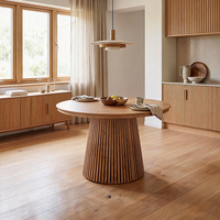 Meubles de restaurant au design moderne, table à manger ovale ronde en MDF rustique, extensible