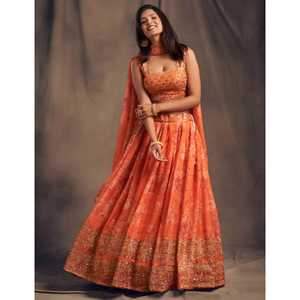 NOUVEAU LEHENGA CHOLI DE DESIGNER Zain Exports avec DUPATTA, TISSU EN SOIE ORGANZA DOUCE TRÈS DEMANDÉ POUR TOUTES LES OCCASIONS : FÊTE, MARIAGE, CASUAL, RÉVERSIBLE - Product Image 1