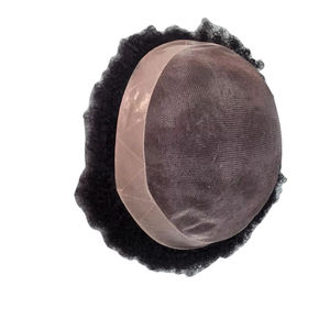 Toupet de cheveux afro Taz, base mono, perruque prothèse pour hommes - Noir africain bangladais - Product Image 1