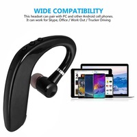 Écouteur sans fil unique S109 BT 5.1 universel à crochet d'oreille, casque sportif et professionnel mono-auriculaire mains libres avec micro pour smartphone