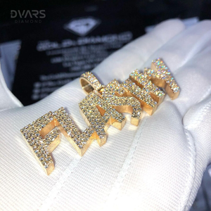 Colgante de Hip Hop para Hombre con Letra Inicial de Moissanita, Chapado en Oro de Lujo sobre Plata de Ley 925 - Product Image 2