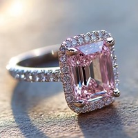 Elegante Anillo de Compromiso de Dos Piedras de Moissanita Rosa en Oro Blanco de 14K para Mujer, Regalo de Joyería Perfecto para Aniversario de Bodas