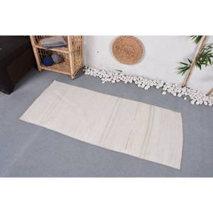 Tapis Classique Moderne en Laine Beige Patchwork Design Fait à la Main 2.2X5 pieds Latex Soutenu pour Chambre Salon Couloir-pour Adolescents - Product Image 2