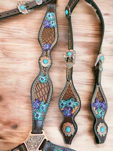 Luxury Western Headstall & Breast Collar Set Premium Horse Tack Designs Luxury Tack Set for Horse Full Draft Horse Full Set - Product Image 2