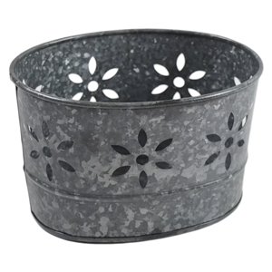 Jardinière artisanale en métal galvanisé avec poignée ferme jardin extérieur décoratif Pots de fleurs ronds et jardinière - Product Image 3