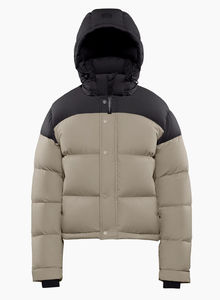 2025 Customizable Women's <b>Puffer</b> <b>Jacket</b> with Removable Hood Breathable Contrast Color Embroidered Patch - Product Image 4