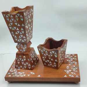 Ensemble de plateaux de service modernes de luxe en résine incrustée, brûleur d'encens Oud, finition polie, artisanat naturel, design élégant, cuisine - Product Image 5