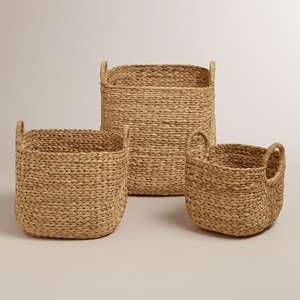 Decorative Collapsible Eco-friendly Disposable Party Use Modern Art Antique Style Water Hyacinth Woven <b>Baskets</b> Handmade <b>Laundry</b> - Product Image 1
