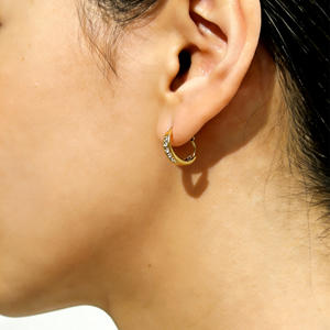 Pendientes de Aro de Acero Inoxidable para Mujer, con Zirconia, Estilo Vintage, Color Oro 18K y Plata, Joyería Elegante - Product Image 2