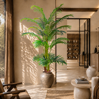 Pohon Palem Buatan Gaya Modern, Daun Sutra Realistis, Tahan UV, Ramah Lingkungan, untuk Lantai Dalam Ruangan