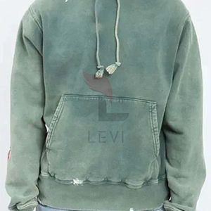 เสื้อมีฮู้ดผ้าคอตตอนผสมสำหรับซักเสื้อผ้าแนวสตรีทผ้าคอตตอนเนื้อหนาแบบวินเทจ - Product Image 3