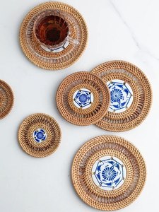 100% Vietnam Natural Rattan Porcelain Material <b>Rug</b> Porcelain Coasters for Drink Special Souvenir for Family and Friends - Product Image 4