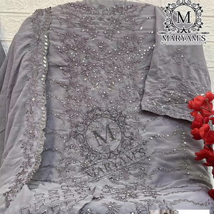 Lo último en ropa de fiesta étnica de moda Salwar Kameez semicosida elegante de diseñador paquistaní indio para mujer tela exclusiva - Product Image 1