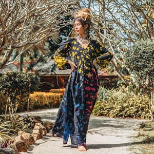 Stylish Beach Wear Tie Dye Handmade Design Dress Long Sleeve with Tassel Casual Style <b>Summer</b> Collection <b>Kaftan</b> Tie Dye - Product Image 6
