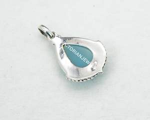 925 Plata de Ley sólida mes de marzo piedra natal Calcedonia azul con ajuste de bisel colgante en forma de pera - Product Image 4