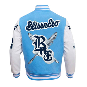 Chaqueta universitaria de cuero de lana de primera calidad para hombre, uniforme universitario de estilo béisbol con letras personalizadas OEM ODM disponible al por mayor - Product Image 2