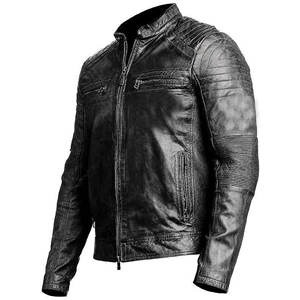 Nouveauté Veste en cuir surdimensionnée pour hommes style bombardier avec col montant style High Street sur mesure avec logo à l'avant OEM ODM - Product Image 2