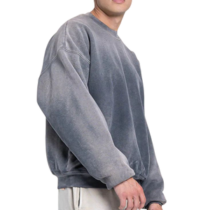 Sweat-shirt à poignets élastiques pour hommes avec logo personnalisé respirant à manches longues New Basics Sweat-shirt en coton mélangé pour hommes - Product Image 3