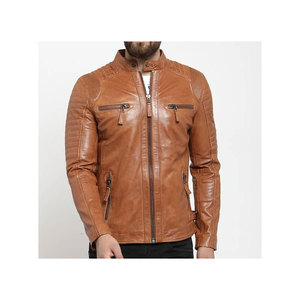 Veste en cuir véritable avec logo personnalisé pour homme, broderie chenille - Product Image 1