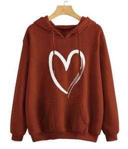 Men's Heavyweight 100% Cotton Printed Pullover <b>Hoodies</b> & Sweatshirts Unisex Heart Printing Pullover Hoodie For Men - Product Image 6