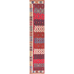 Nayaab Geometric Pattern Wool Rugs <b>Red</b> & Orange Flat Weaves for Home-Paem-876 - Product Image 1