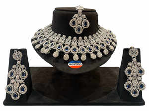 Ensemble de collier ras du cou classique boucles d'oreilles assorties de diamants pour femmes pour mariages fiançailles ensembles de bijoux de mode traditionnels - Product Image 6