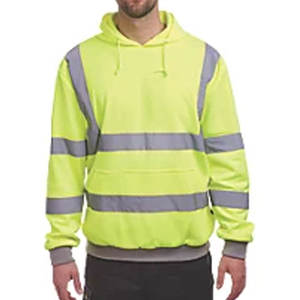 Sweat-shirt de travail à capuche haute visibilité jaune fluo avec bandes réfléchissantes pour travaux de construction et de voirie - Product Image 3