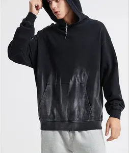 เสื้อฮู้ดดี้สไตล์วินเทจสำหรับผู้ชาย ล้างสีแบบแอซิดวอช ทรงคลาสสิก สตรีทแฟชั่น ลุคสปริง เป็นมิตรกับสิ่งแวดล้อม กันน้ำ ผ้าฝ้าย 100% - Product Image 1