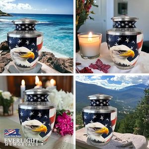 ธงชาติอเมริกันรักชาติและโกศฌาปนกิจนกอินทรีสำหรับขี้เถ้าของมนุษย์ที่สง่างาม - Product Image 6