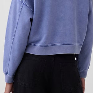 Sudadera de Color Sólido para Mujer, Estilo Urbano y Diseño con Logotipo Personalizado, Mezcla de Algodón Suave, Corte Recortado con Mangas Completas 2026 - Product Image 6